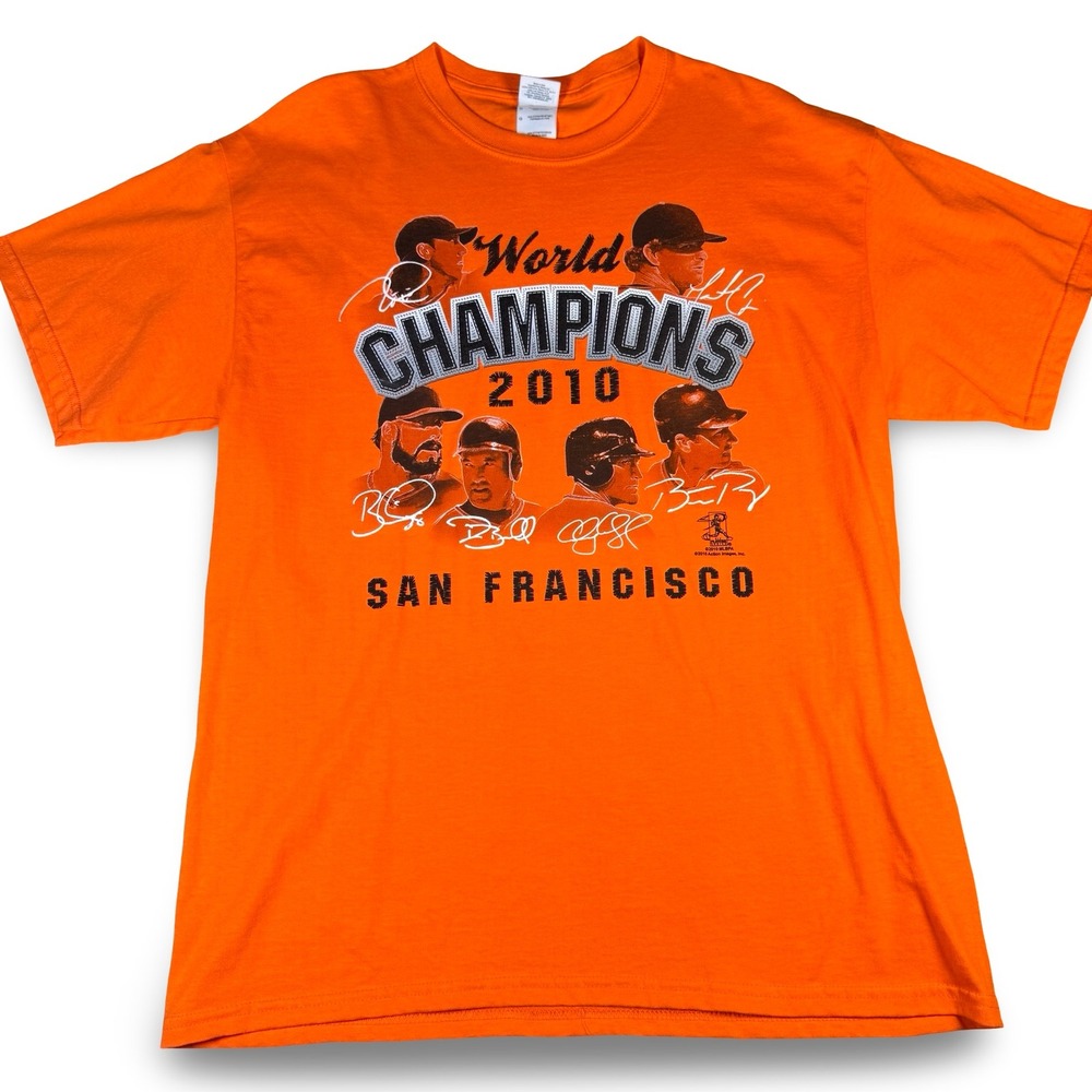 San Francisco 2010 World Champions SF Giants T Shirt Size L Gildan Ultra Cotton